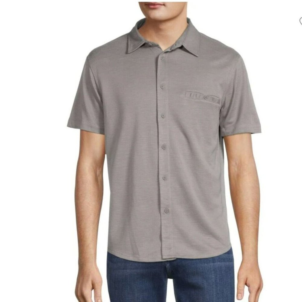 SAKS FIFTH AVENUE Knit Short Sleeve Button Up Men's Sz XL